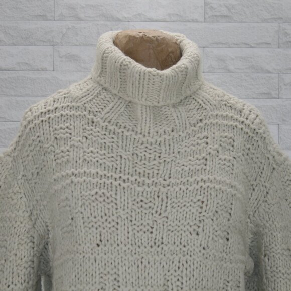 MODA INTERNATIONAL Sweater Oversized Wool Blend Turtleneck Chunky Off White XS - Picture 2 of 12